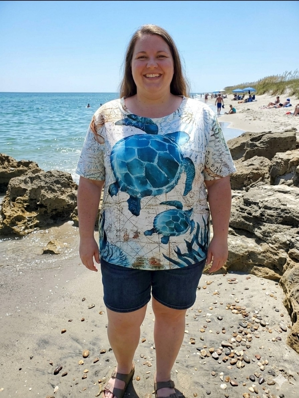 Blue Sea Turtle Short Sleeve Tee Woman's Size 1X